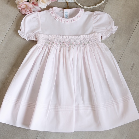 Feltman Brothers Girls Pink Smocked Secret Garden Dress with Flower Embroidery main image 0